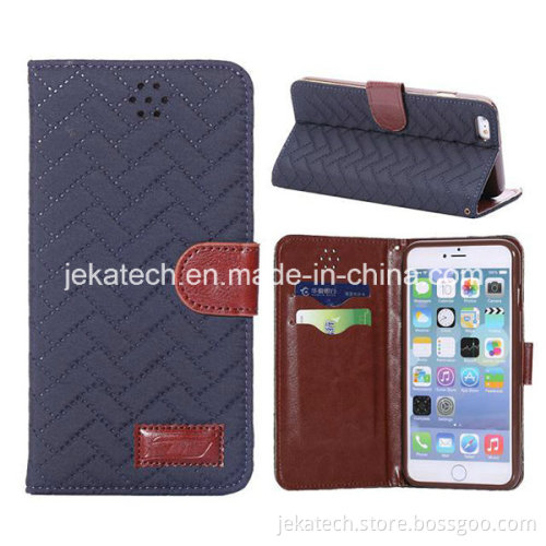 Gird Pattern PU Leather Case for iPhone 6 Plus